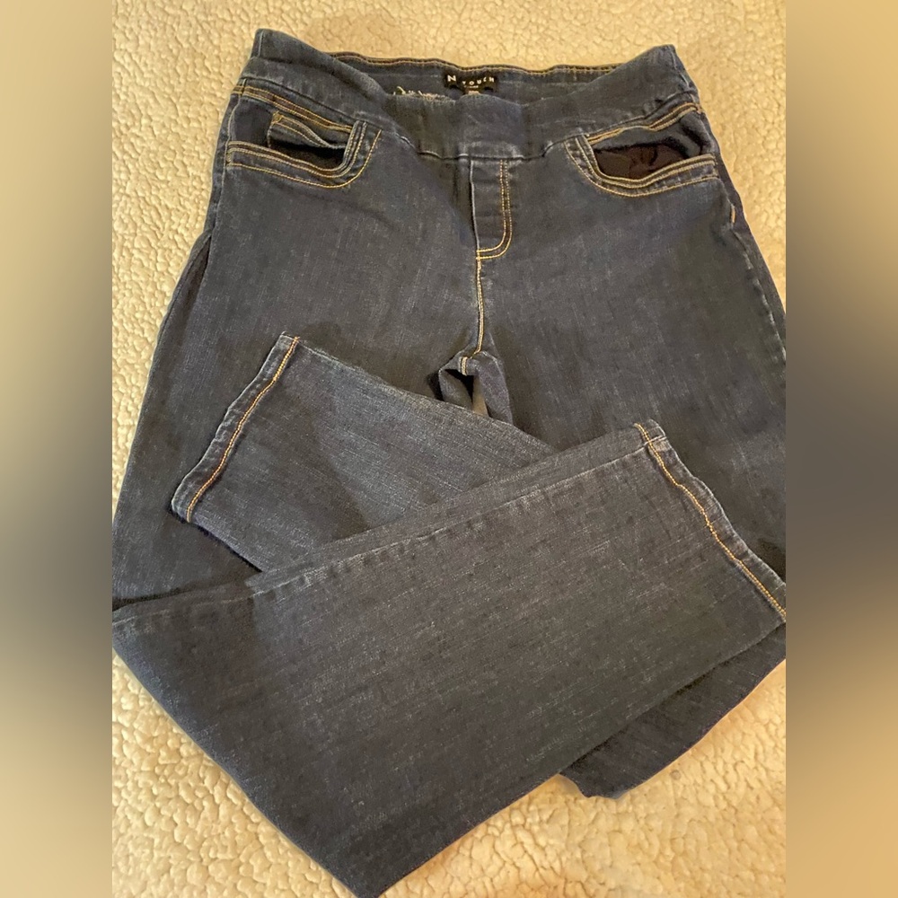 N Touch Navy Women's Straight Leg Jeans pull on jeans - Picture 3 of 5